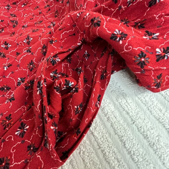 Free People Womens Debby Dot Romper Size Medium Red Floral Short Sleeve Casual - Picture 8 of 9